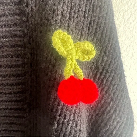 Anthropologie Maeve Black Varsity Cardigan Sweater with 3D Cherry
O/S NWOT - Picture 12 of 12